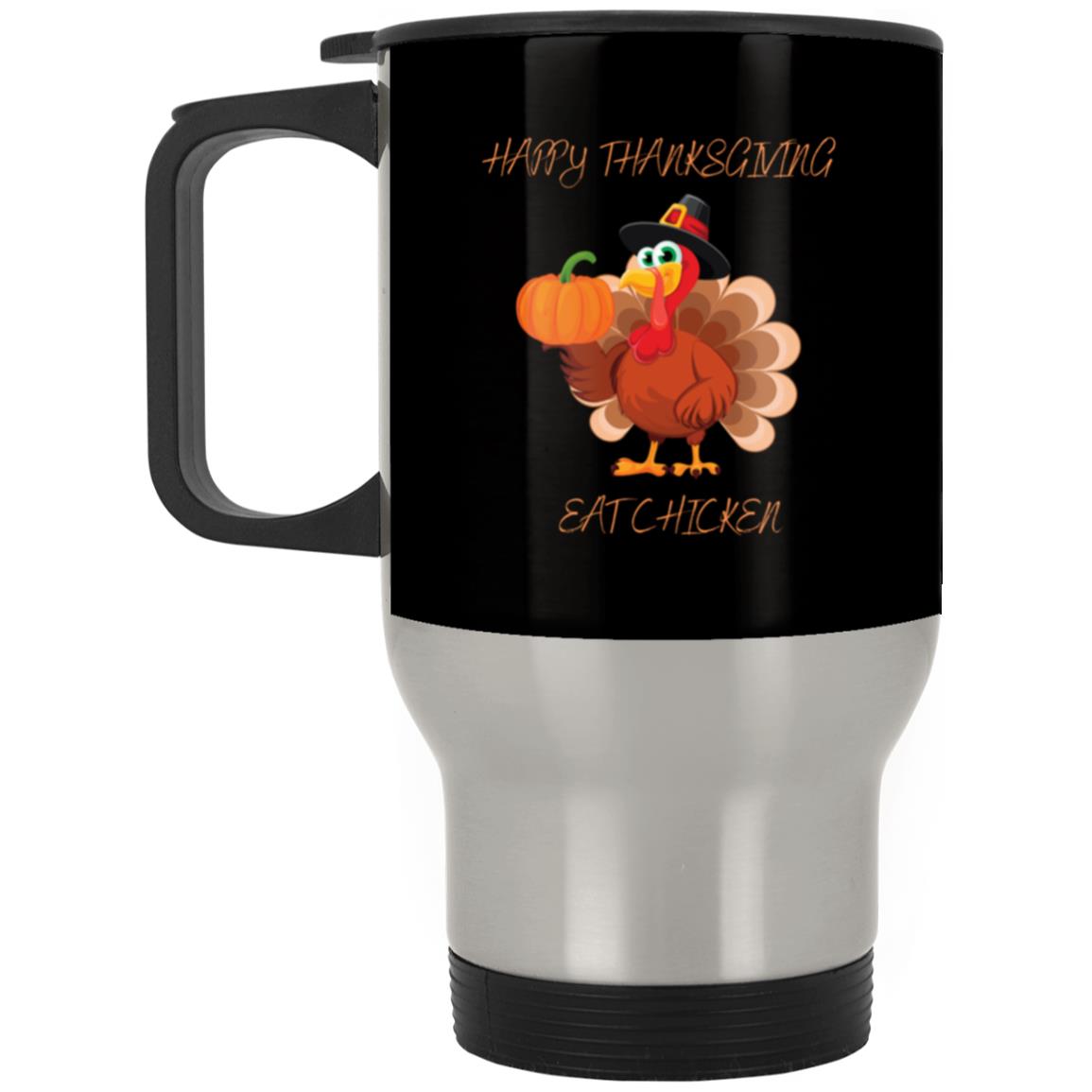 Happy Thanksgiving Silver Stainless Travel Mug