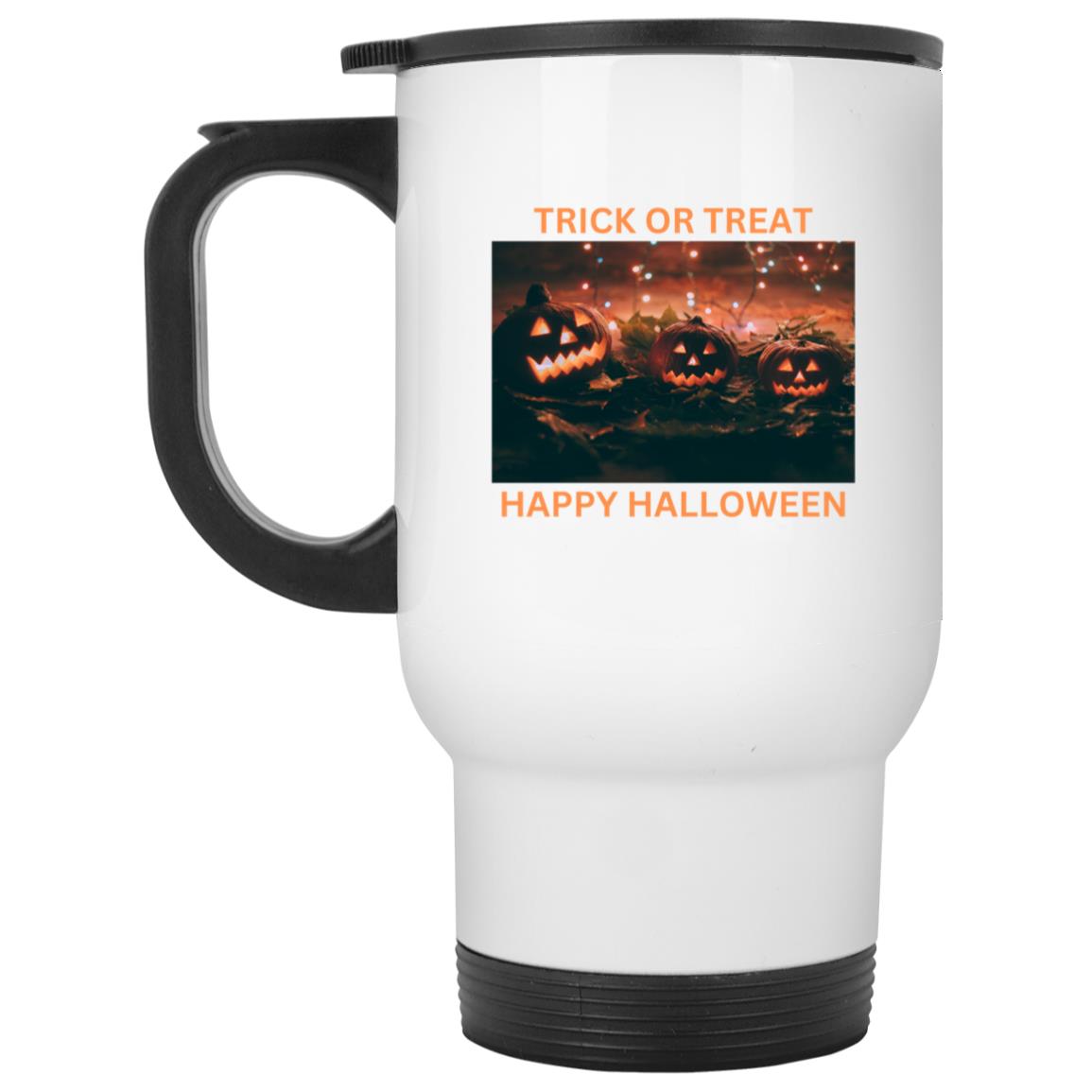 HAPPY HALLOWEEN White Travel Mug