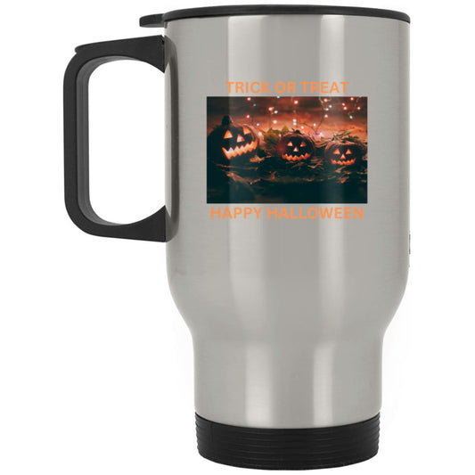 HAPPY HALLOWEEN Silver Stainless Travel Mug