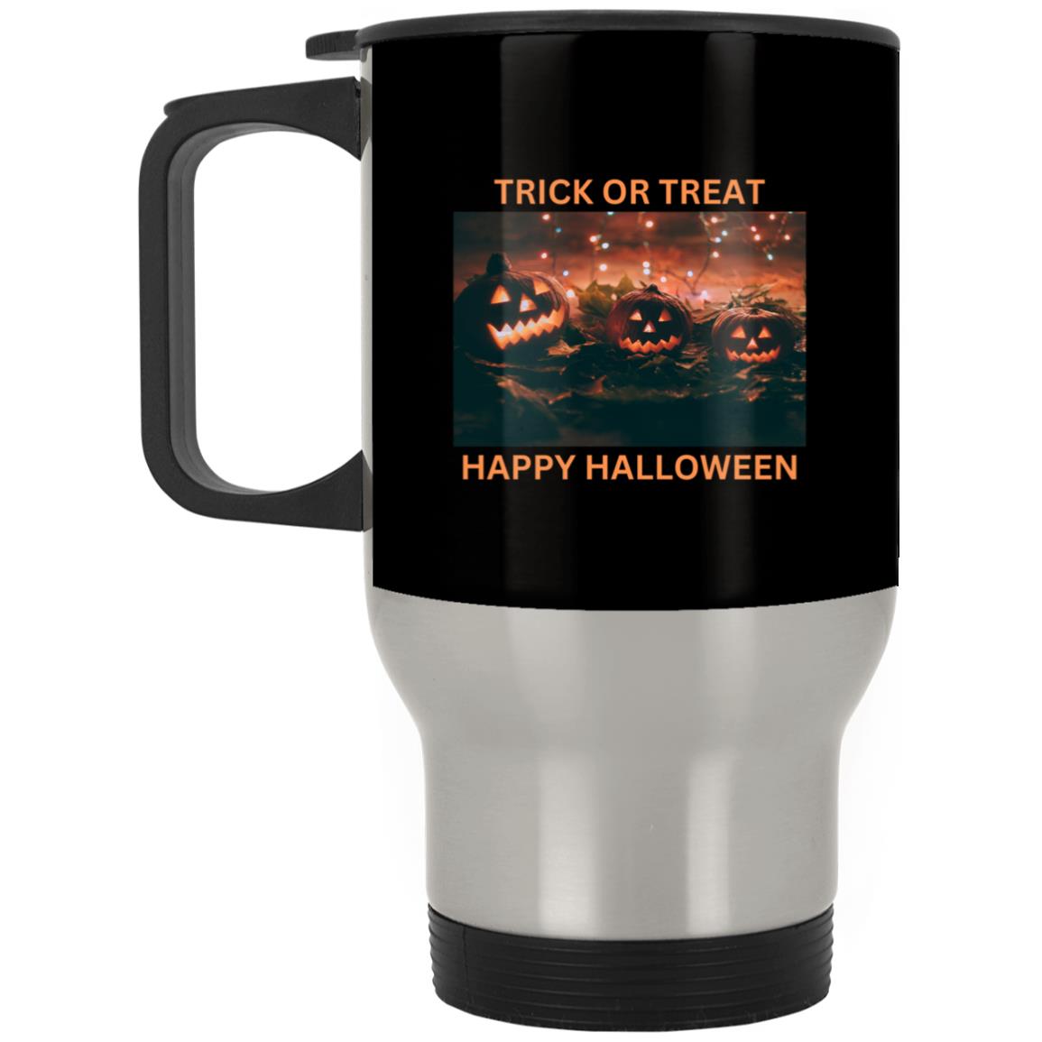 HAPPY HALLOWEEN Silver Stainless Travel Mug